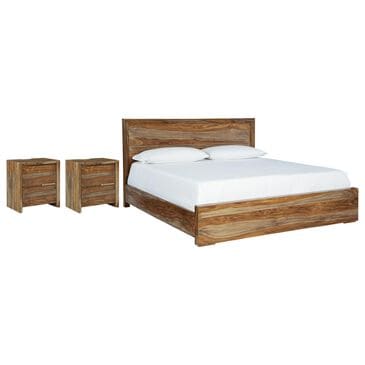 Millenium Dressonni 3-Piece King Panel Bed with 2 Nightstands Set in Brown, , large
