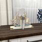 Maple and Jade Coastal Sail Boat Bookends in White Washed, Gold and Blue (Set of 2), , large