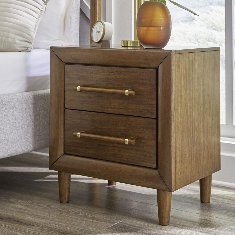Ashley Lyncott Queen Panel Bed and Two Nightstands in Medium Brown, , large