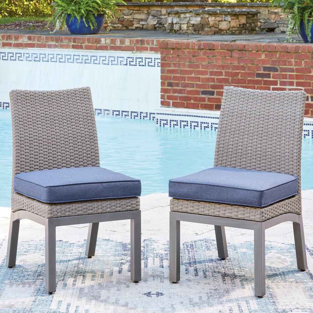 Ashley Half Moon Beach Patio Side Chair with Cushion in Gray (Set of 2), , large