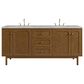 James Martin Laurent 72" Double Bathroom Vanity in Honey Oak with 3 cm Victorian Silver Silestone Top, Rectangular Sinks and FreePower Wireless Charger, , large