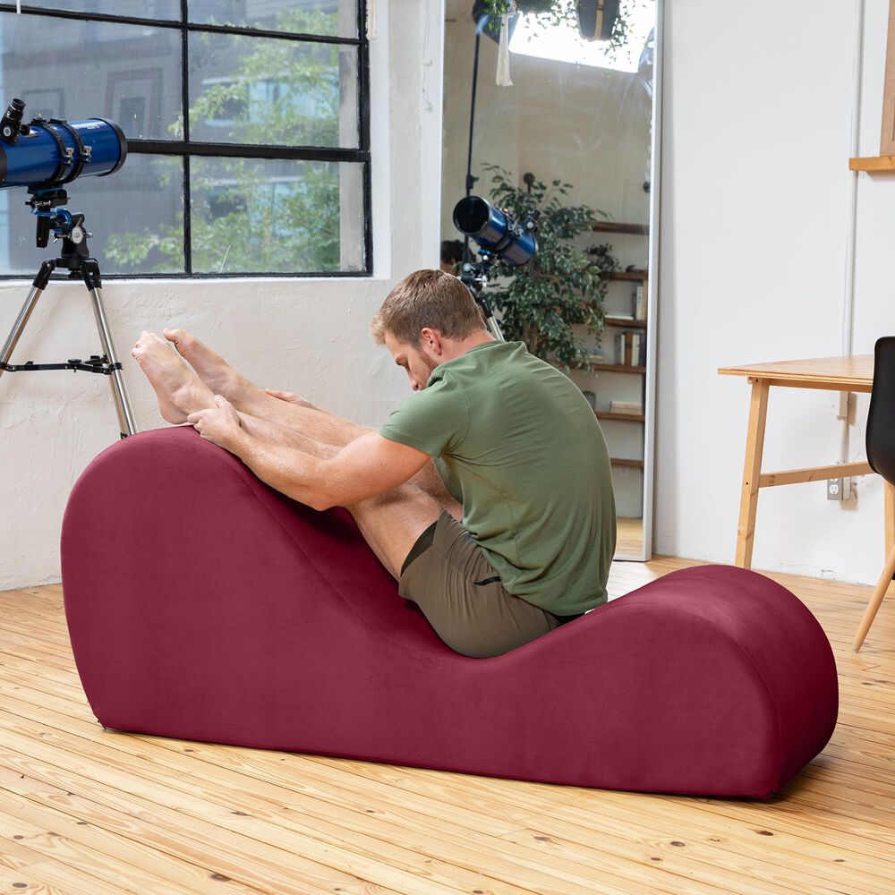 Jaxx Avana Chaise Lounge Yoga Chair in Merlot Velvet, , large