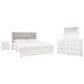 Ashley Maeling 4 Piece King Upholstered Panel Bedroom Set in Matte White, , large
