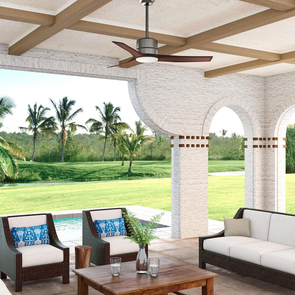 Hunter Piston 52&quot; Outdoor Ceiling Fan with LED Light in Brushed Slate, , large