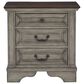 Ashley Lodenbay 3 Drawer Nightstand in Antiqued Gray and Walnut Brown, , large