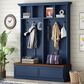 HOMLUX 6-Hook Hall Tree with Wood Grain Bench in Blue, , large