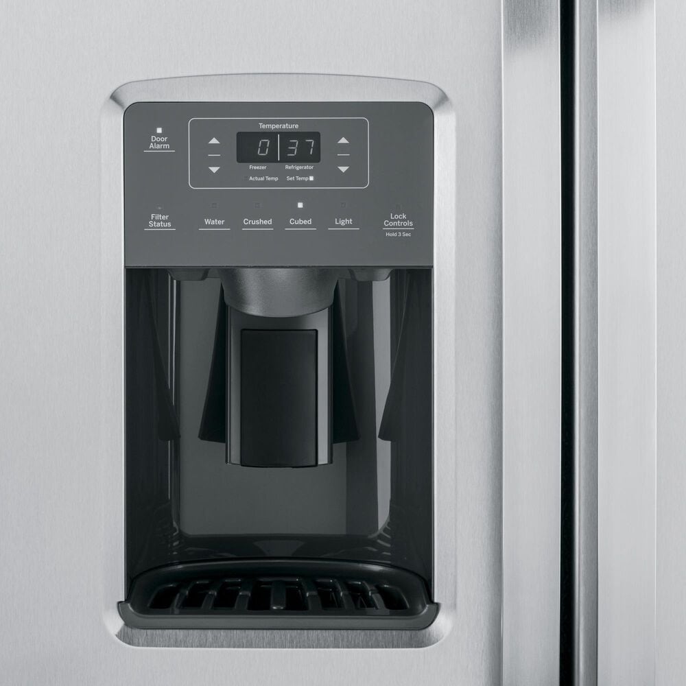 GE Appliances 23 Cu. Ft. Side by Side Refrigerator with External Dispenser in Fingerprint Resistant Stainless Steel, , large