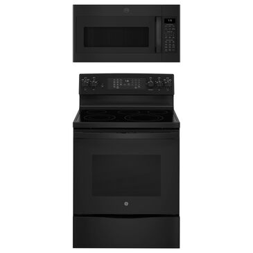 GE Appliances 2-Piece Kitchen Package with 30"" Electric Range and 1.9 Cu. Ft. Microwave Oven in Black, , large
