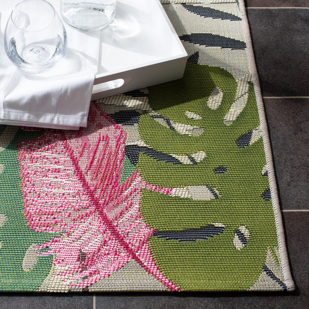 Safavieh Barbados Tropical Flamingo 3&#39;3&quot; x 5&#39; Grey and Pink Indoor/Outdoor Area Rug, , large