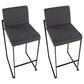 Lumisource Fuji High Back Barstool with Charcoal Fabric in Black (Set of 2), , large