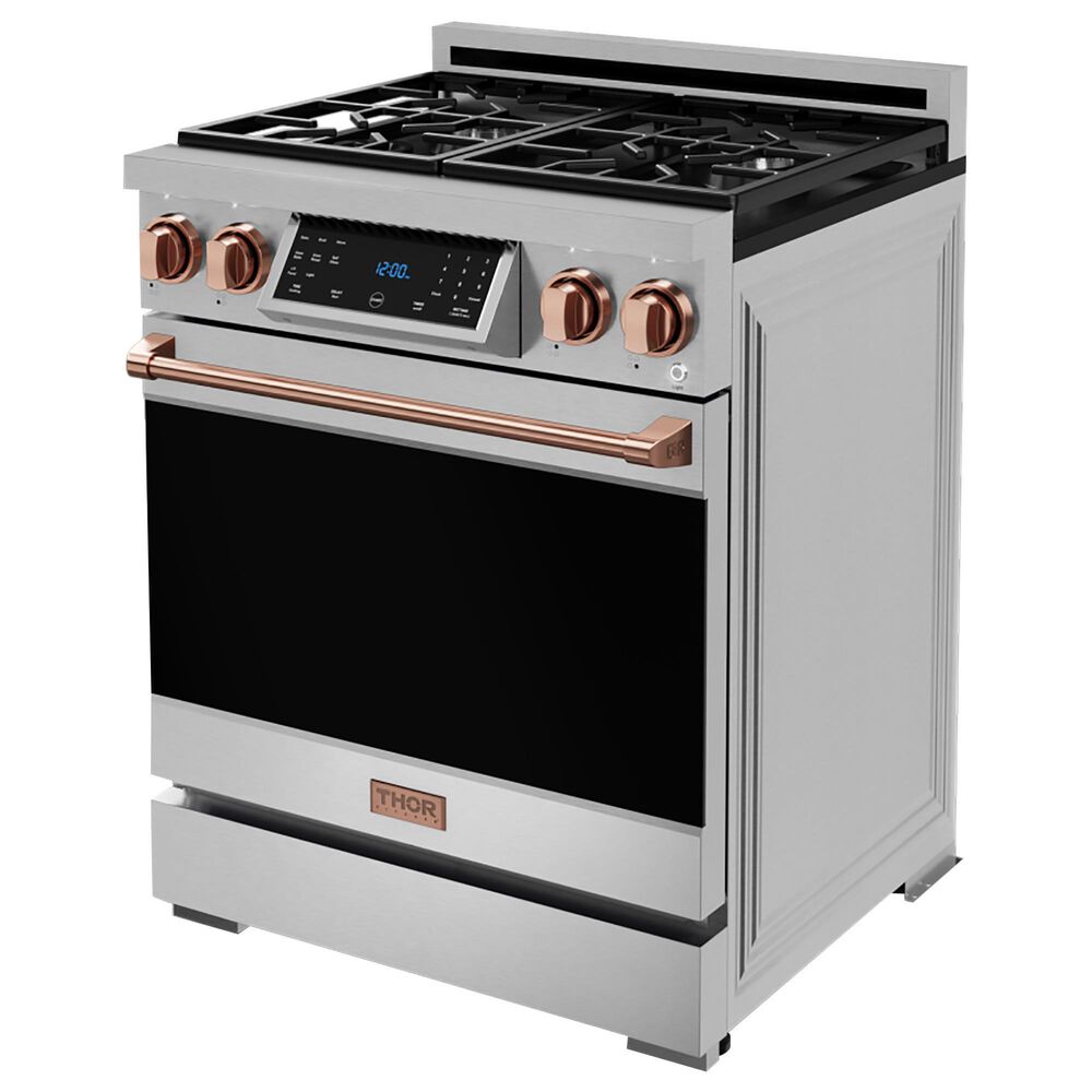 Thor Kitchen Gordon Ramsay 4.55 Cu. Ft. 30&quot; Professional Liquid Propane Range with Rose Gold Handle Kit in Stainless Steel, , large
