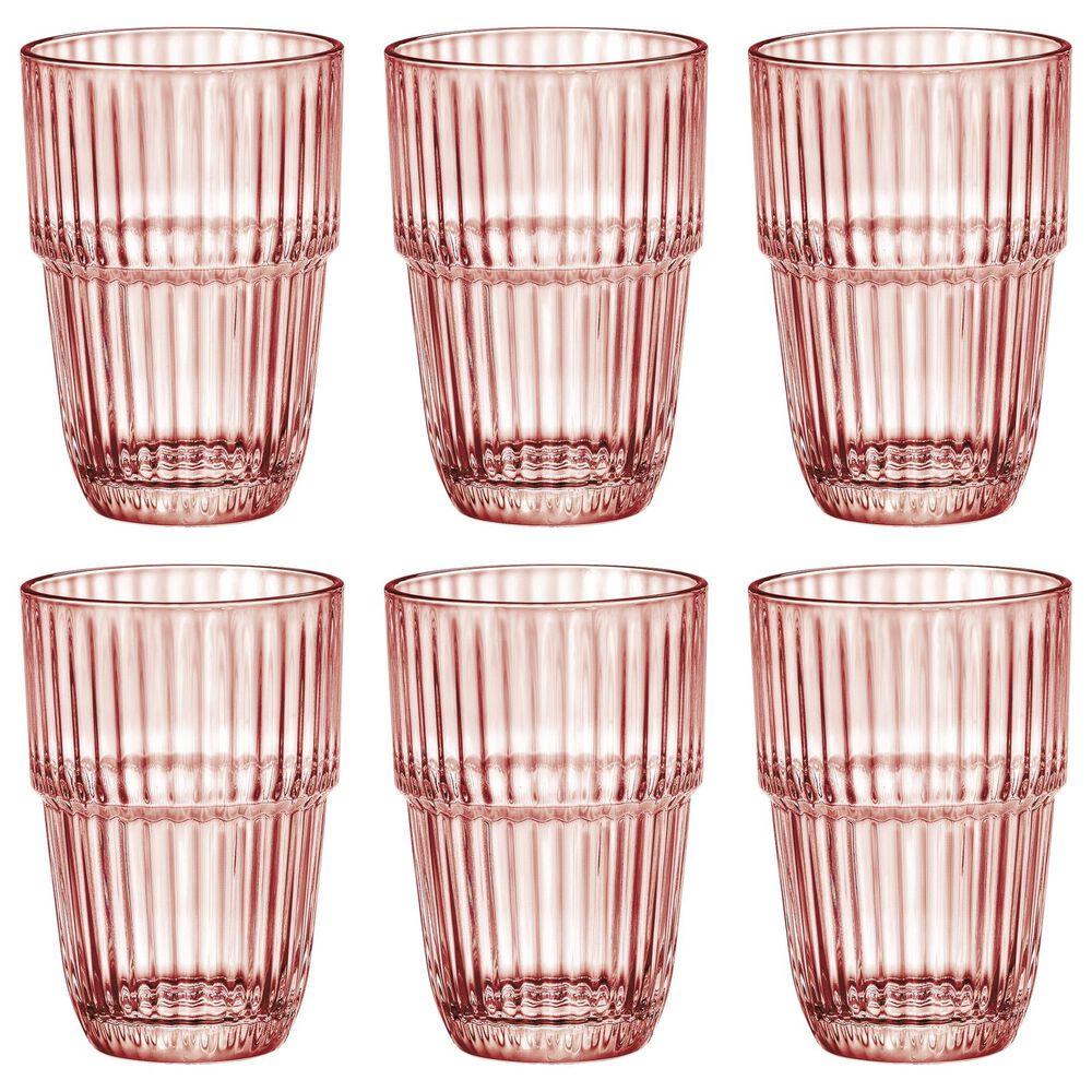 Bormioli Barshine Long Drink Stackable Drinking Glasses in Peach (Set of 6), , large
