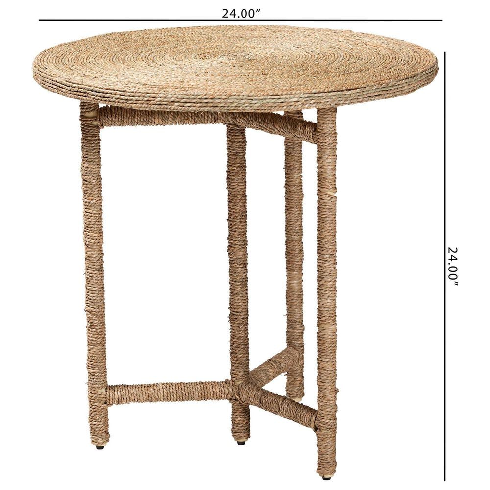 Baxton Studio Fumito Round End Table in Natural Brown, , large