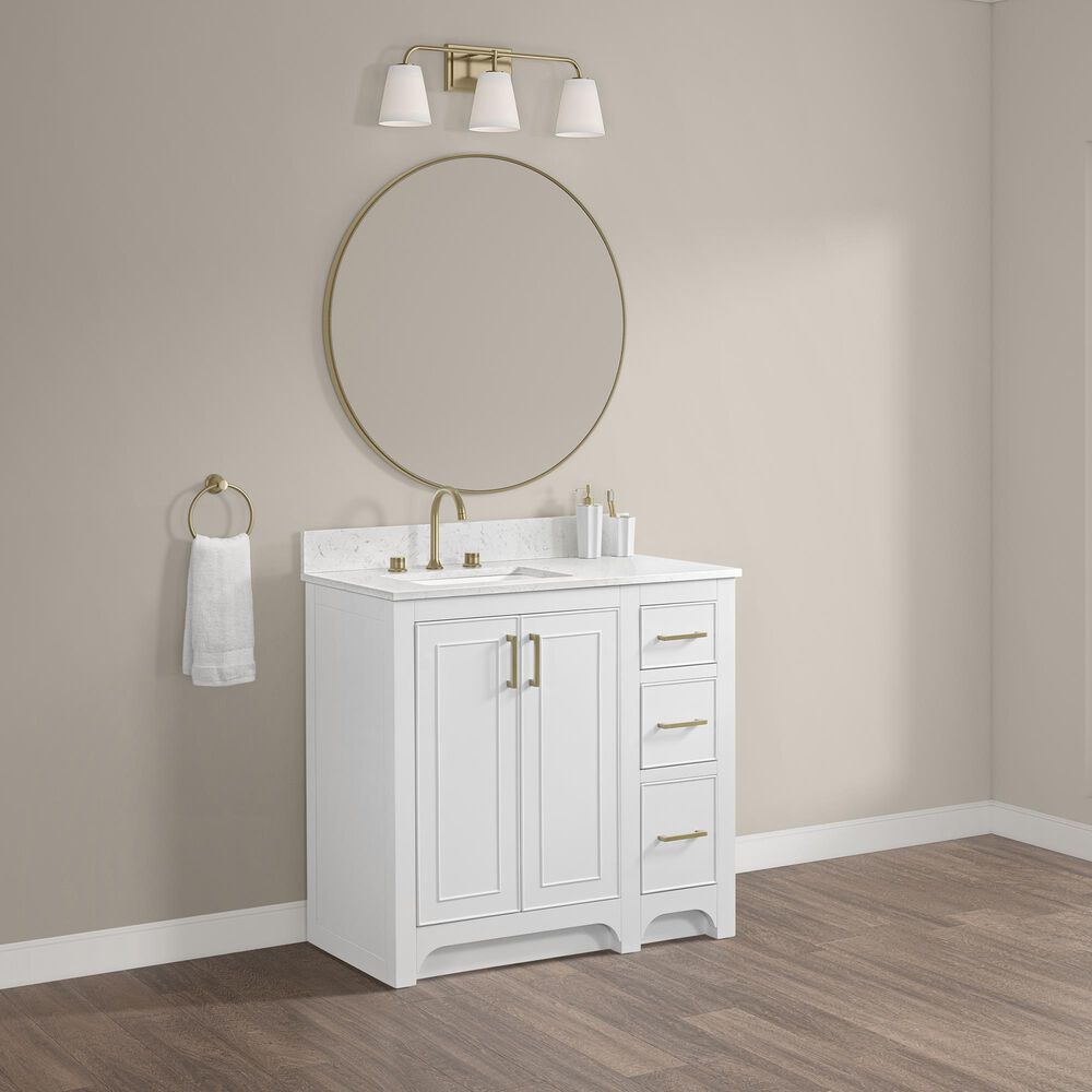 37B Lucerne 36" Single Bathroom Vanity Cabinet in Bright White with Marble Top and Backsplash, , large