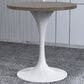 Leisuremod LeisureMod Verve Collection 27 Round Dining Table, White Base with Dark Maple MDF Top, , large
