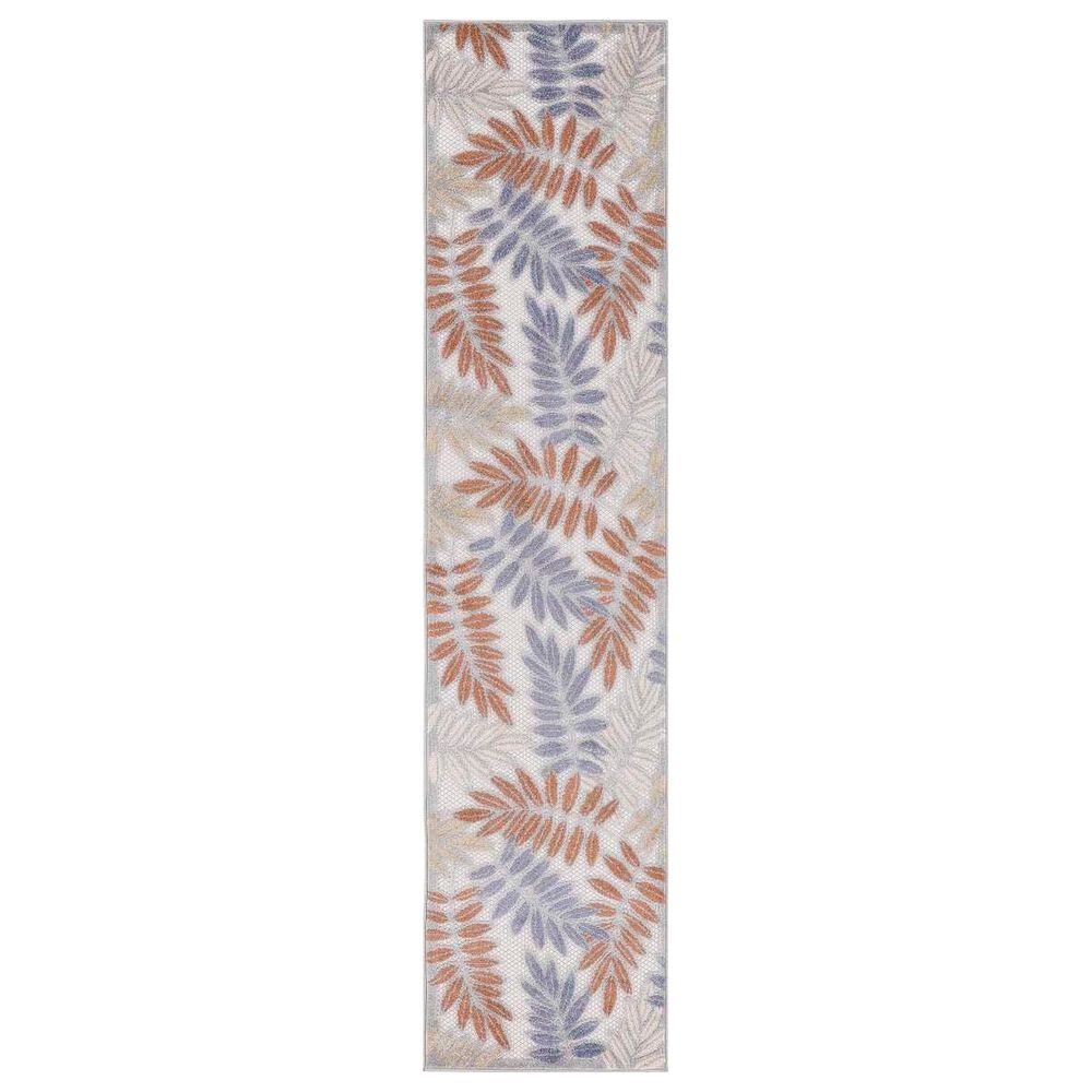Nourison Aloha 2"3" x 8" Blue and Mocha Indoor/Outdoor Runner, , large