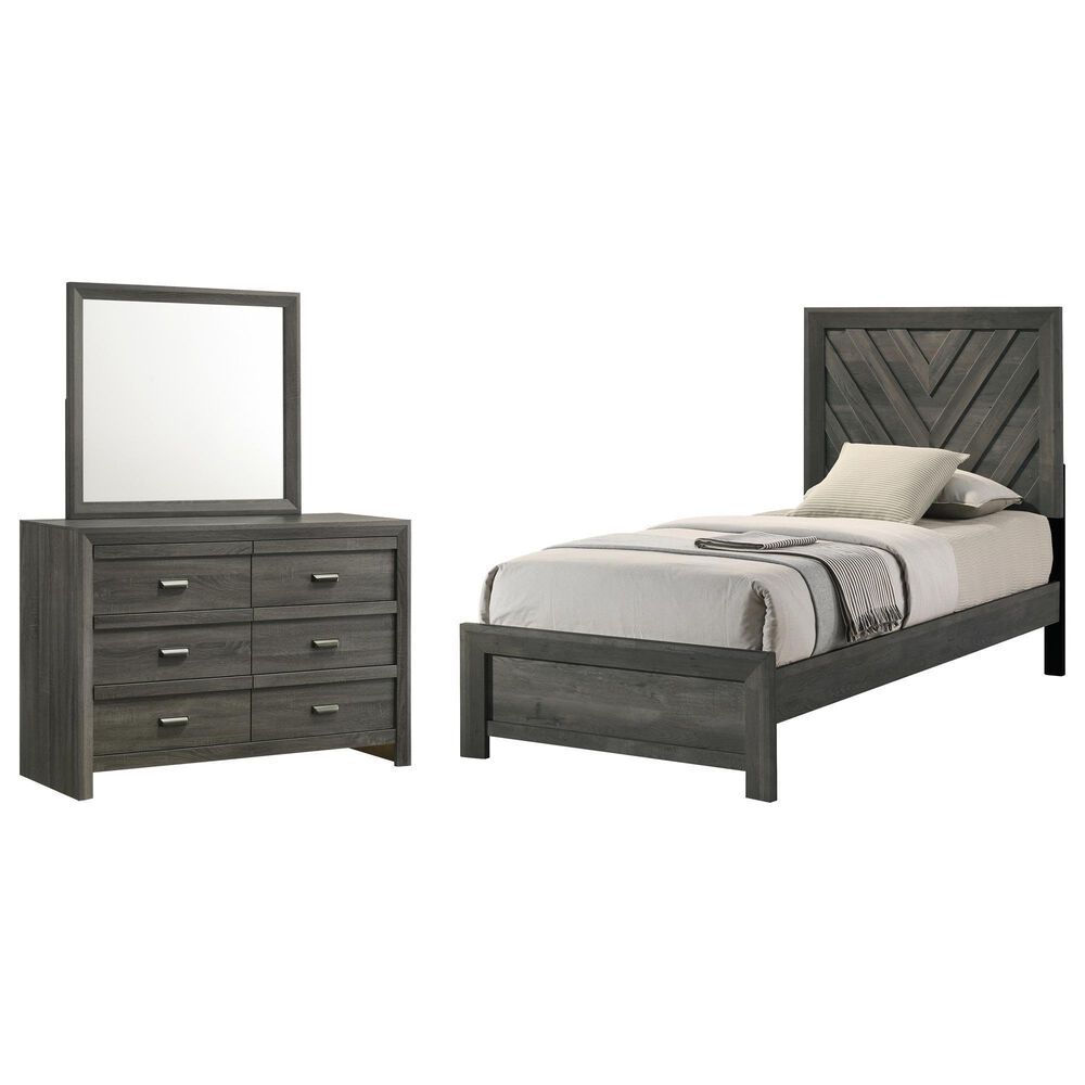 Crown Mark Valor 3-Piece Twin Bedroom Set in Gray, , large