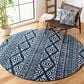 Safavieh Tulum Bohemian 6"7" Round Navy and Ivory Area Rug, , large