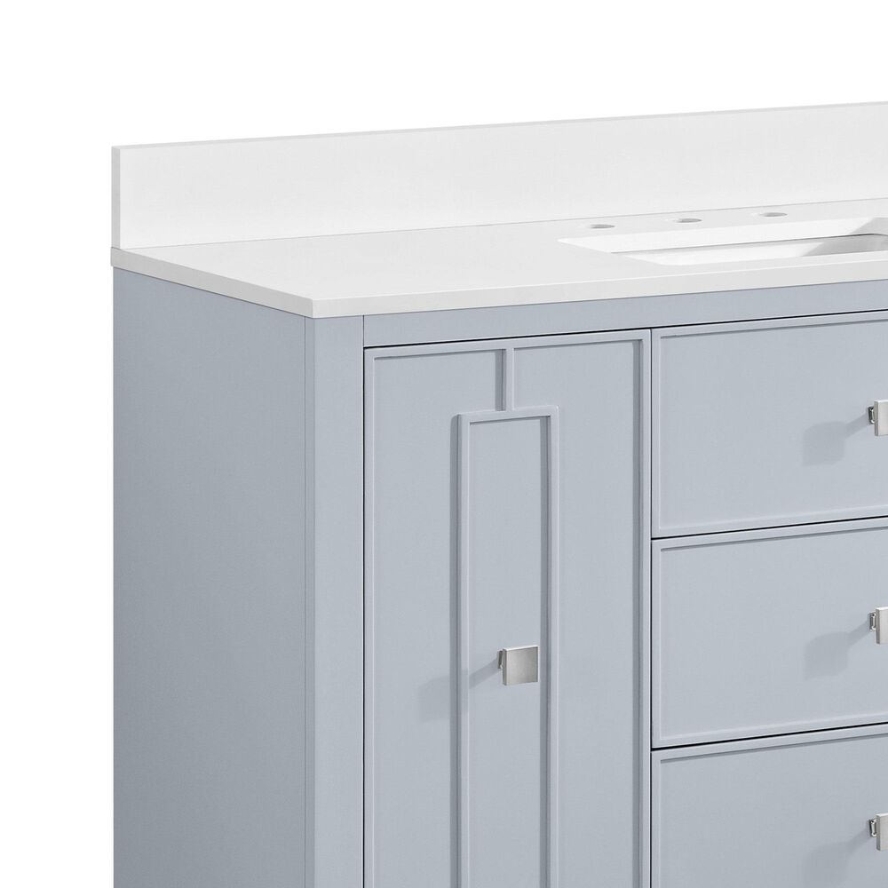 37B Kinsale 48" Single Bathroom Vanity Cabinet in Soft Blue with White Composite Stone Top and Backsplash, , large