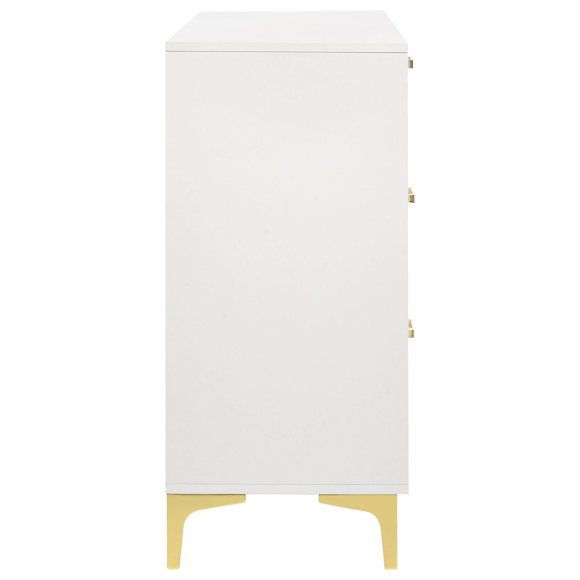 Pacific Landing Kendall 6-Drawer Dresser in Gold and White