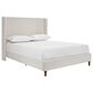 Hearth and Haven Hayden Queen Panel Bed with Ivory Upholstery in Walnut, , large