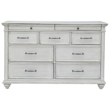 Ashley Kanwyn 9 Drawer Dresser in Distressed Whitewash, , large