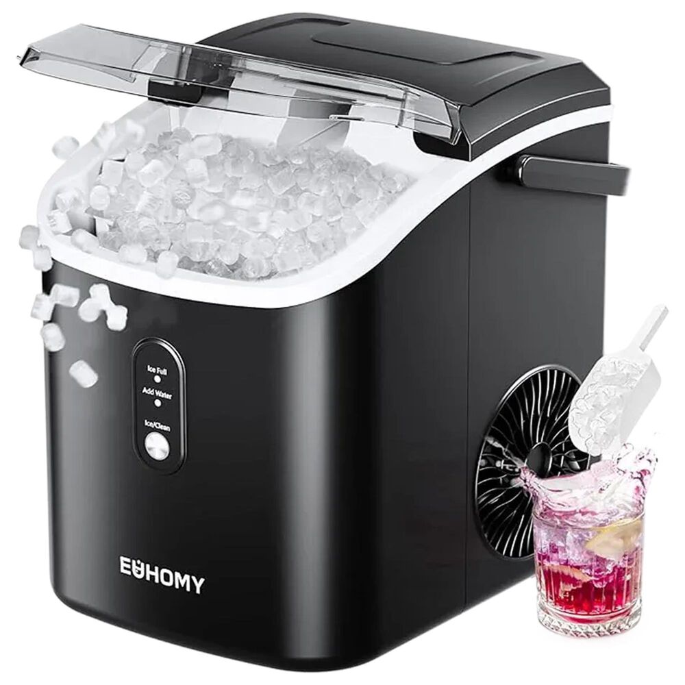 Euhomy 34 Lbs Portable Nugget Ice Maker with Self-Cleaning in Black, , large