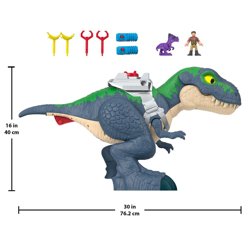 Fisher Price Jurassic World Rebirth Ultimate Action Chomp T. Rex Dino with Action Figure in Multicolor, , large