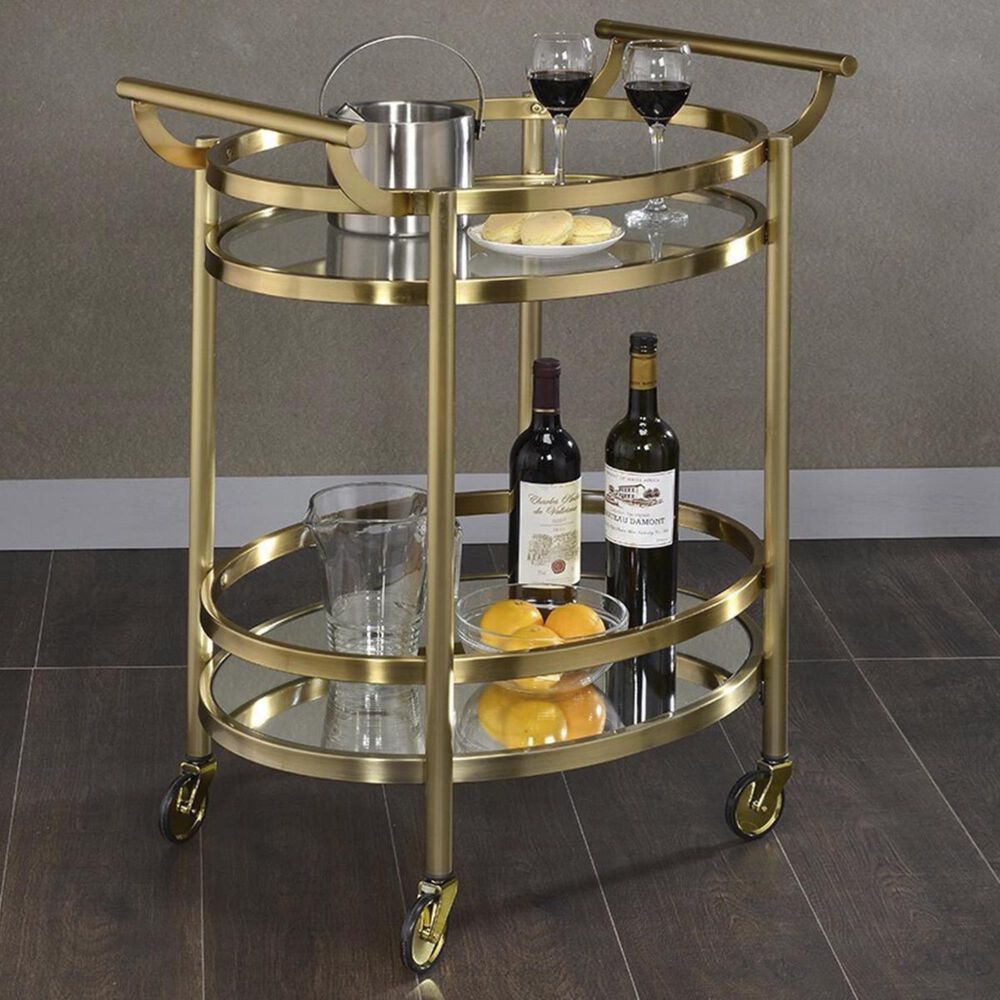 Gunnison Co. Lakelyn Serving Cart in Gold & Clear Glass, , large