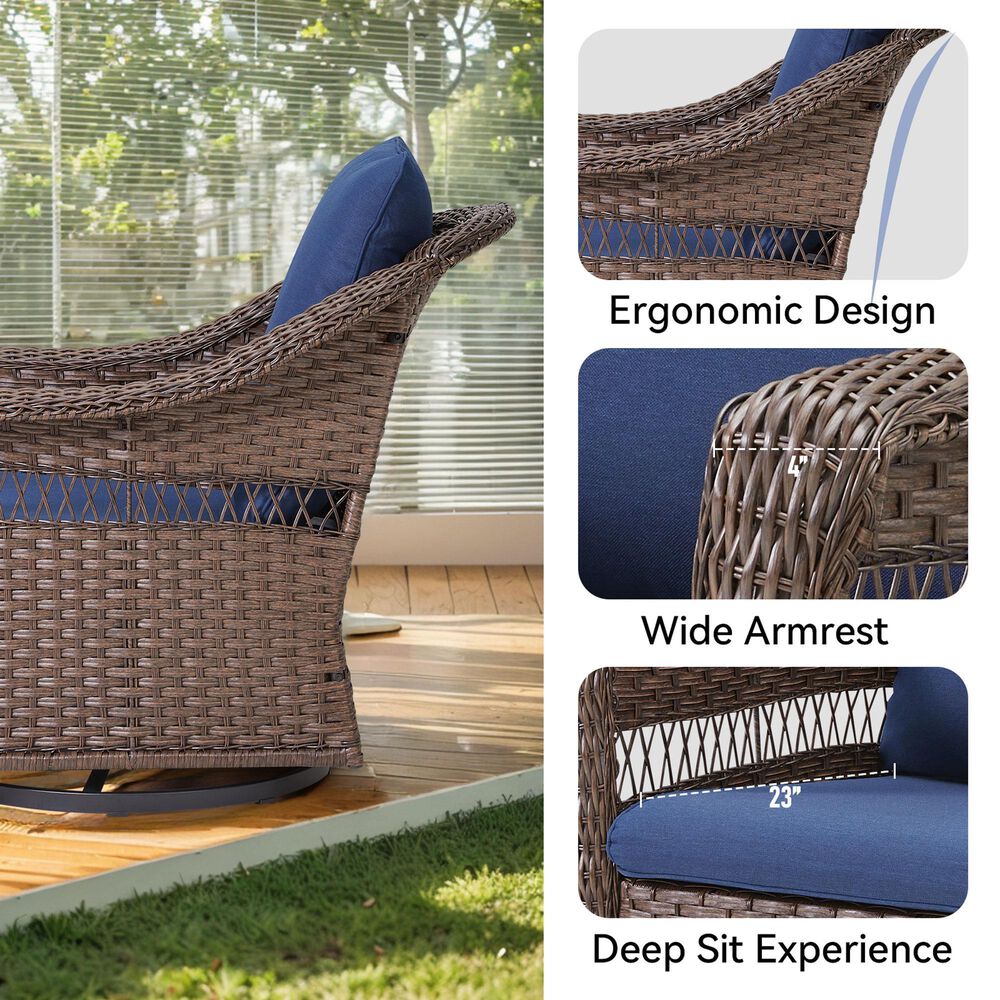 Sunwell Garden 4-Piece Patio Chat Set with Coffee Table in Navy, , large