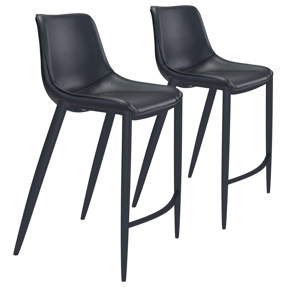 Zuo Modern Magnus Bar Stool in Black (Set of 2), , large