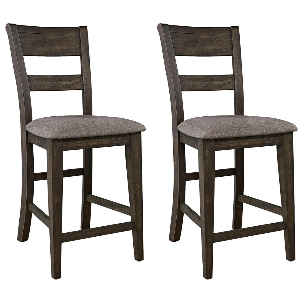 Belle Furnishings Double Bridge Counter Height Chair in Dark Brown (Set of 2), , large