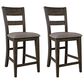 Belle Furnishings Double Bridge Counter Height Chair in Dark Brown (Set of 2), , large