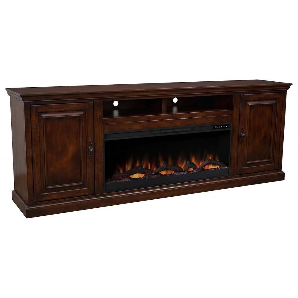 Legends Home Kensington 86" Fireplace Console with Fireplace Insert in Rosewood, , large