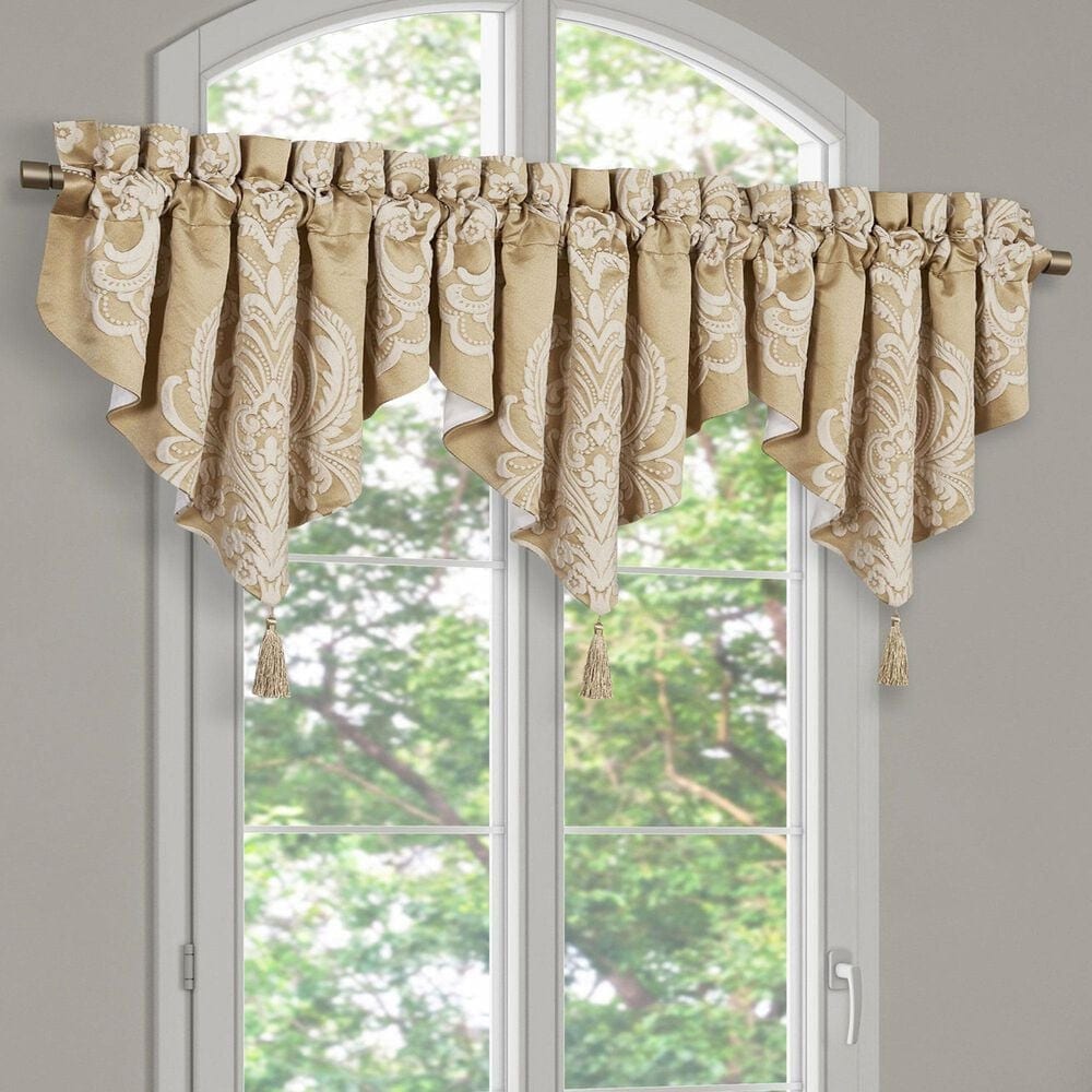 J. Queen New York Potenza 40&quot; x 21&quot; Window Ascot Valance in Gold and Ivory, , large