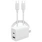 Hypercel 30W PD Dual Wall Charger + USB-C to USB-C Cable in White, , large