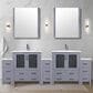 Lexora Home Volez 96" Double Bathroom Vanity in Dark Grey with 2 cm White Ceramic Top, Rectangular Sinks and Side Cabinets, , large