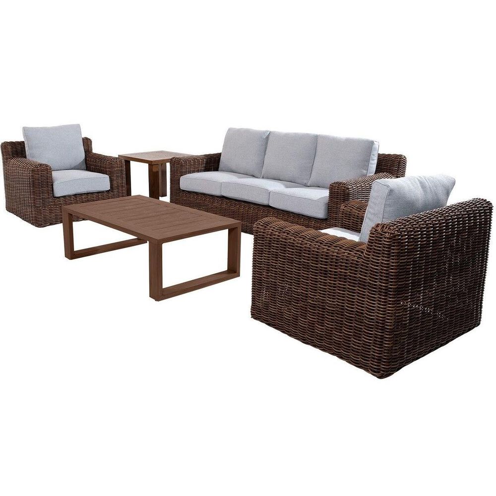 Plank and Hide Cade Wicker End Table in Brown (End Table Only), , large