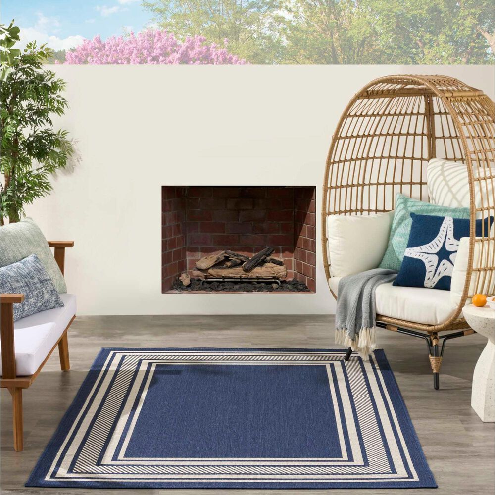 Nourison Horizon HOZ03 Navy 8&#39; x 10&#39; Indoor/Outdoor Area Rug, , large