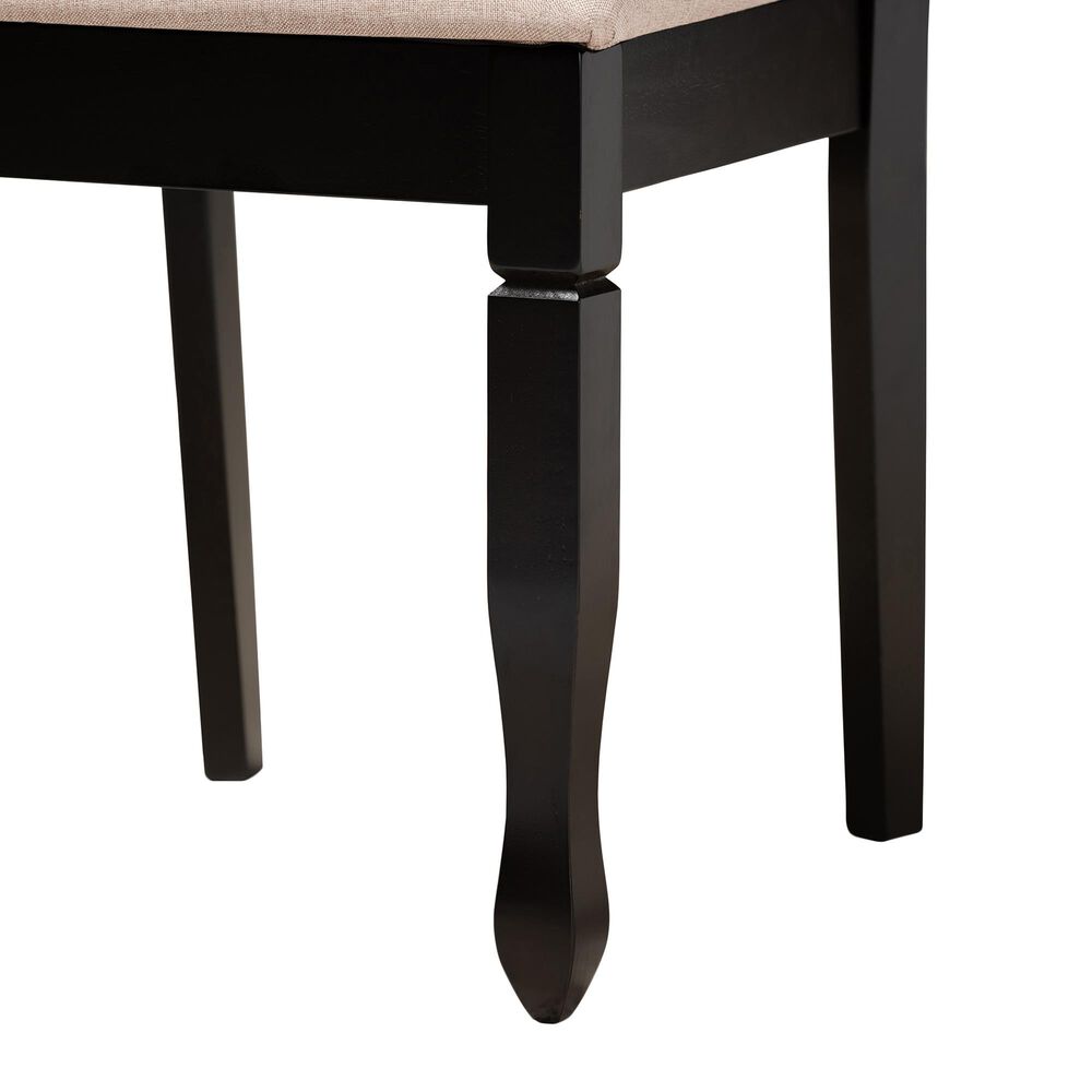 Baxton Studio Reneau Side Chair with Sand Cushion in Espresso Brown (Set of 2), , large