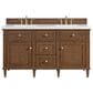 James Martin Vanities Lorelai 60" Double Vanity in Mid-Century Walnut with 3 cm White Zeus Quartz Top, , large