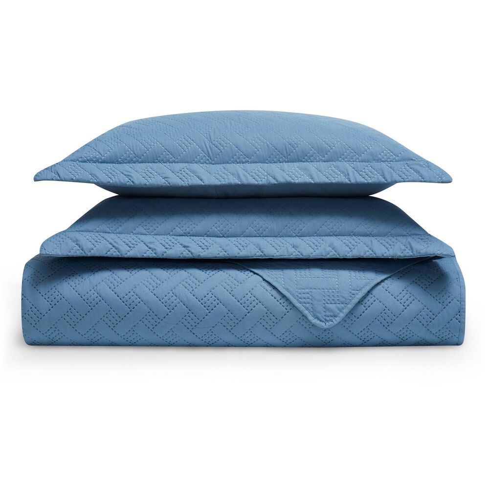 Trade Linker 2-Piece Twin Basket Pinsonic Quilt Set in Denim, , large