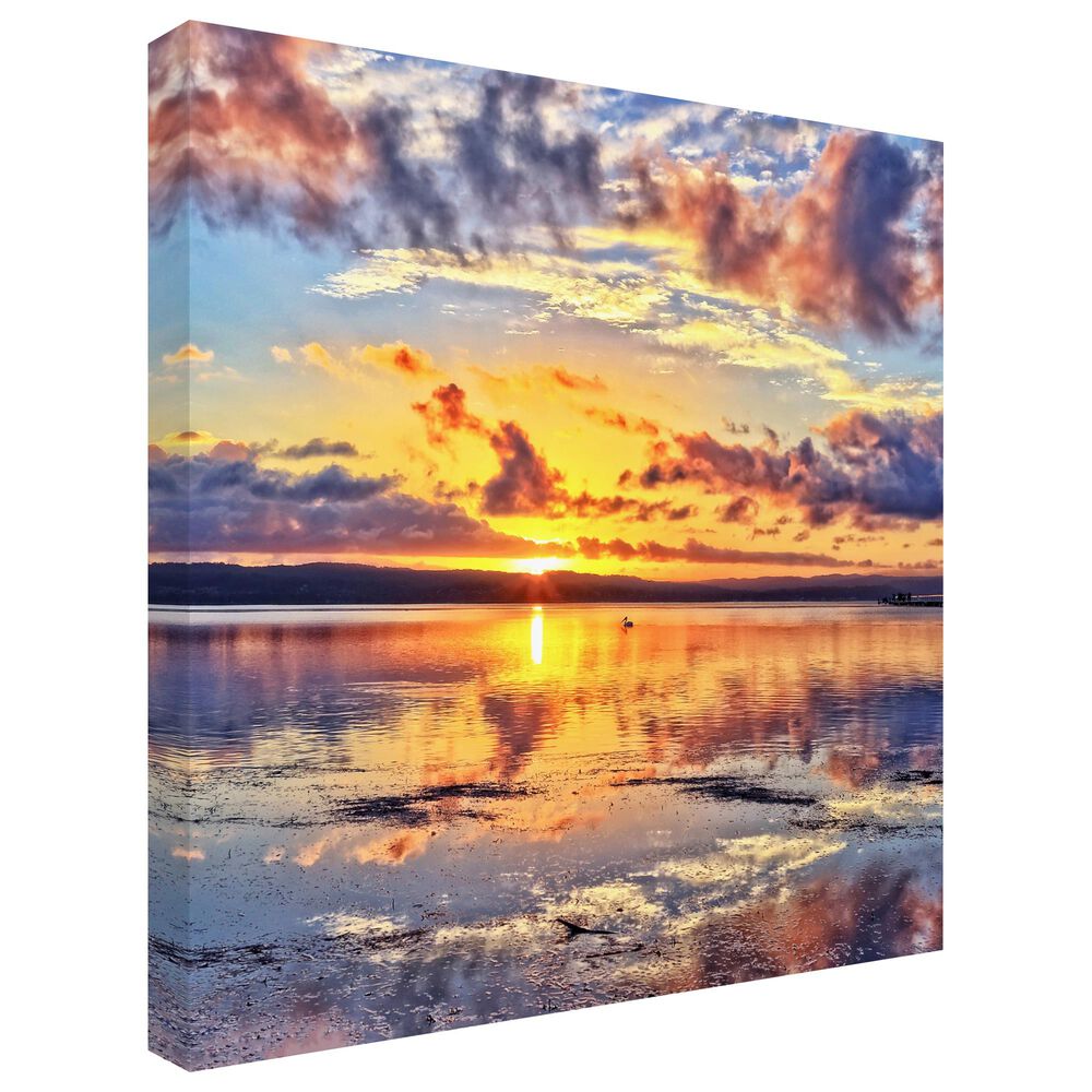 Timberlake Beata Czyzowska "Sunset In A Square" 18" x 18" Canvas Art in Tan/Grey/Pink/Brown/White, , large
