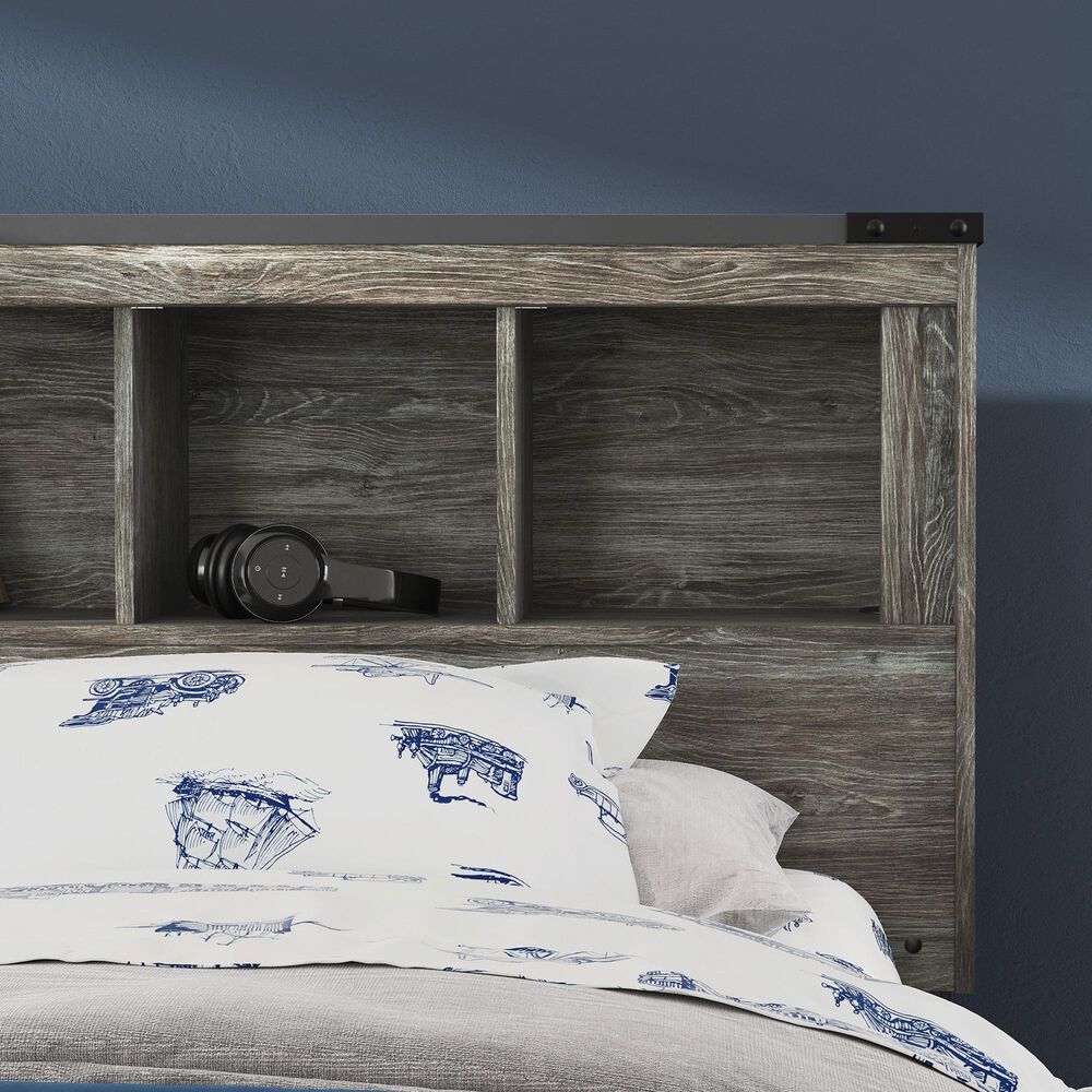 Ashley Frandern Twin Bookcase Panel Bed in Warm Gray, , large
