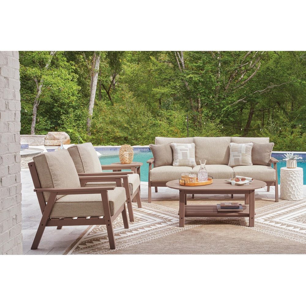 Ashley Grover Beach Outdoor Sofa with Cushion in Driftwood, , large