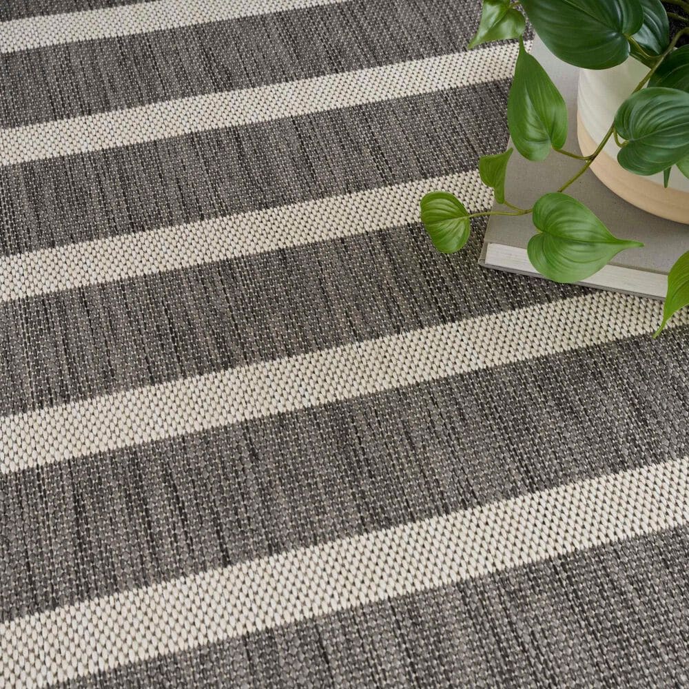 Nourison Positano POS03 Charcoal and Ivory 9&#39; x 12&#39; Indoor/Outdoor Area Rug, , large