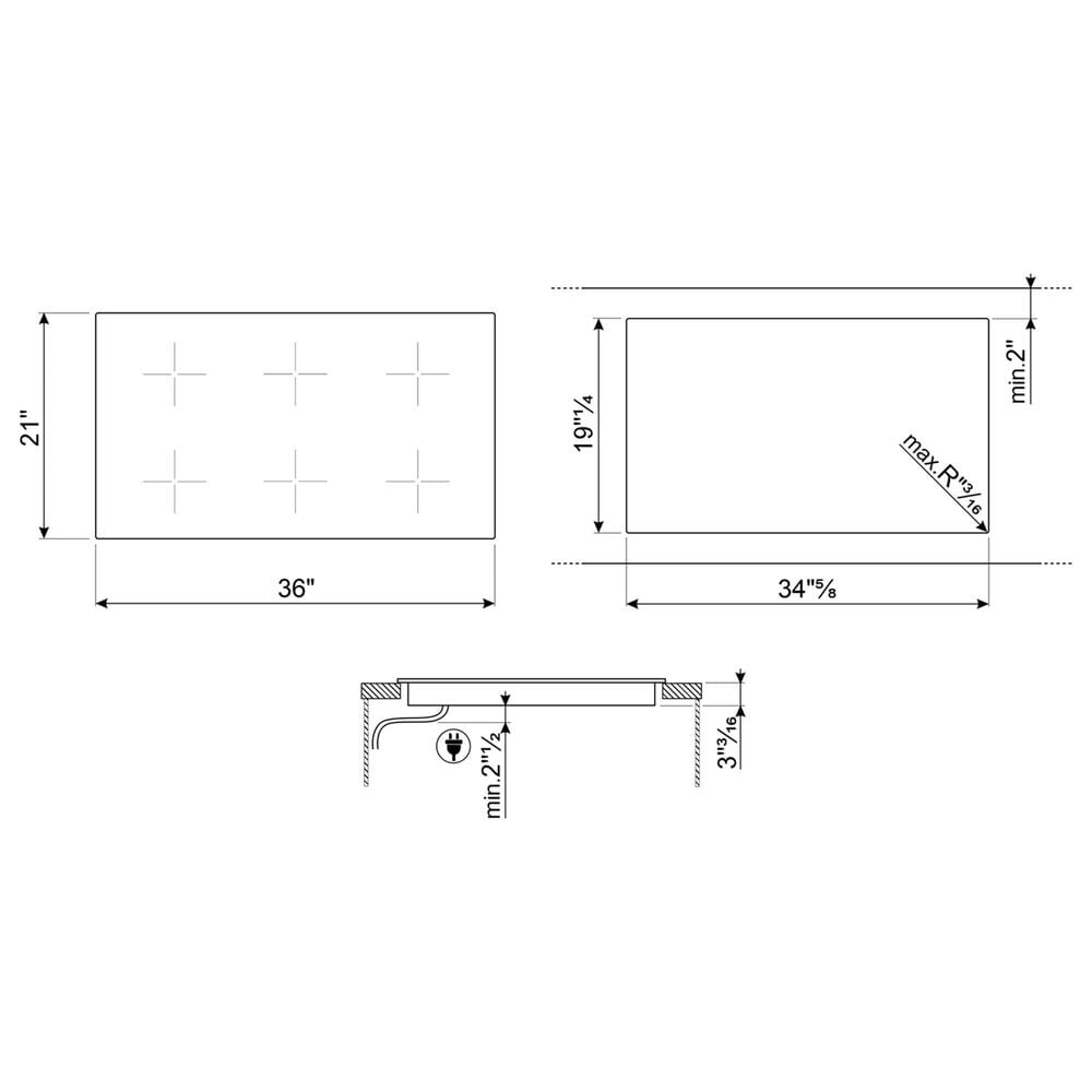 SMEG 36" Universal Induction Cooktop in Black, , large