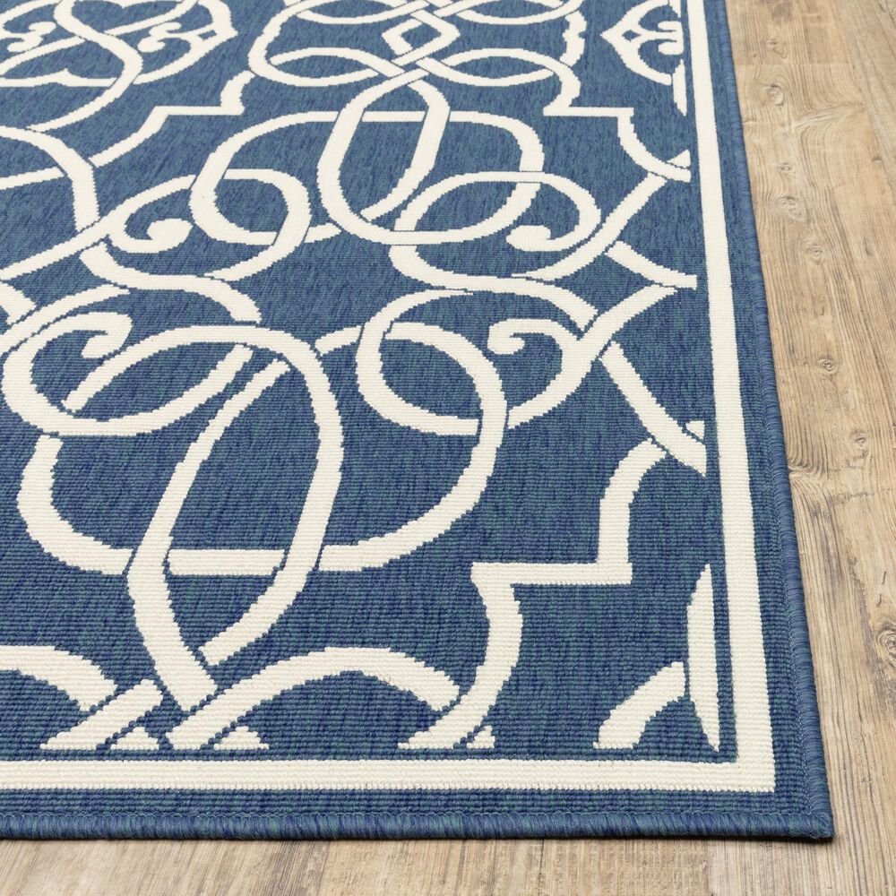 Oriental Weavers Meridian 2205B 2&#39;3&quot; x 7&#39;6&quot; Navy Runner, , large