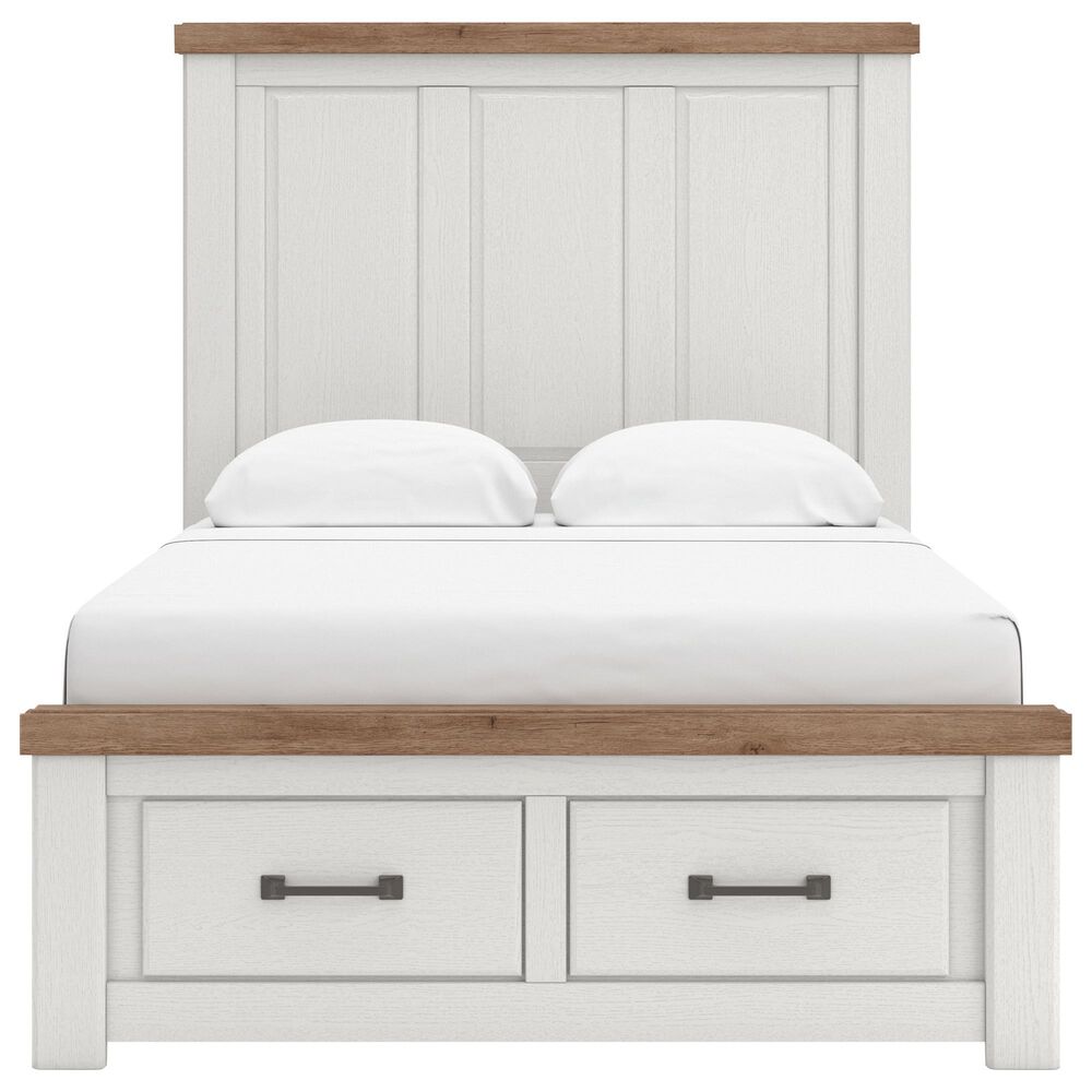 Ashley Savonport 5 Piece Full Storage Bedroom Set in White and Brown, , large