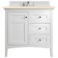 James Martin Vanities Palisades 36" Single Bathroom Vanity in Bright White with 3 cm Eternal Marfil Quartz Top and Rectangular Sink, , large